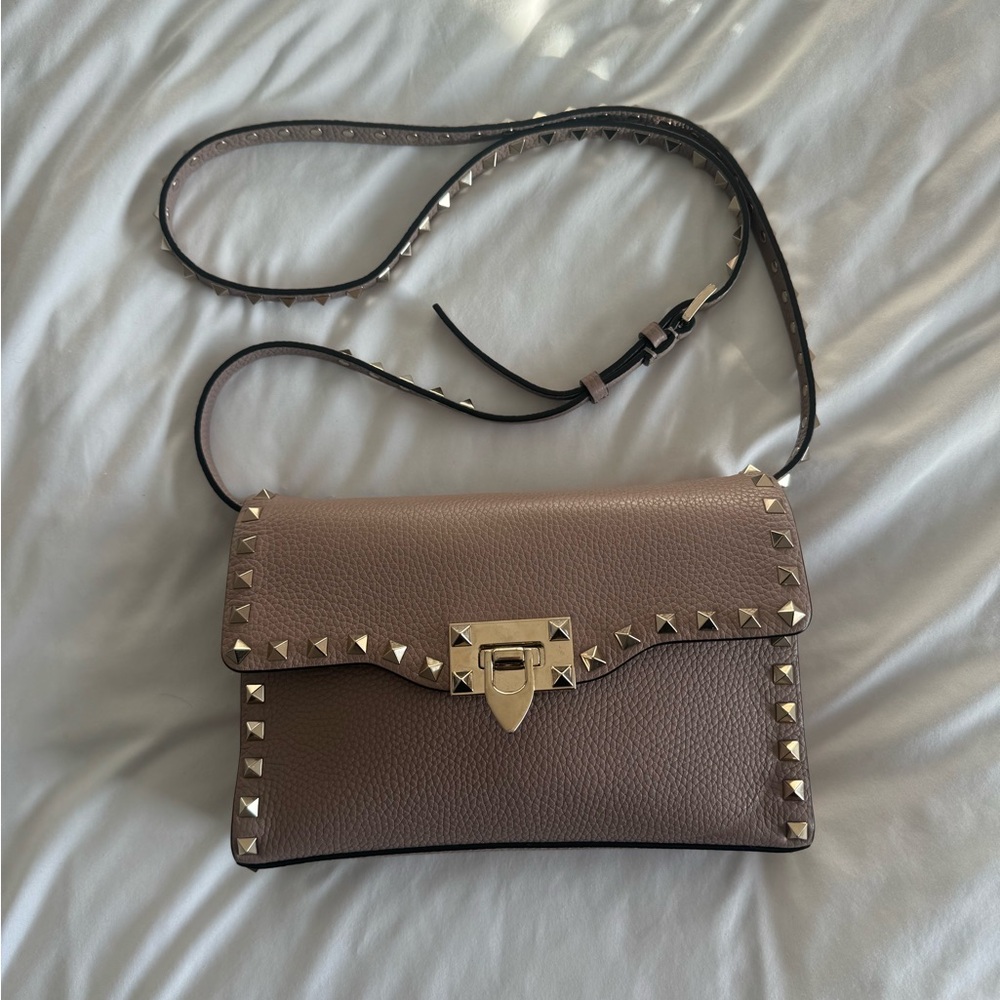 Studded Brown Leather Crossbody Bag